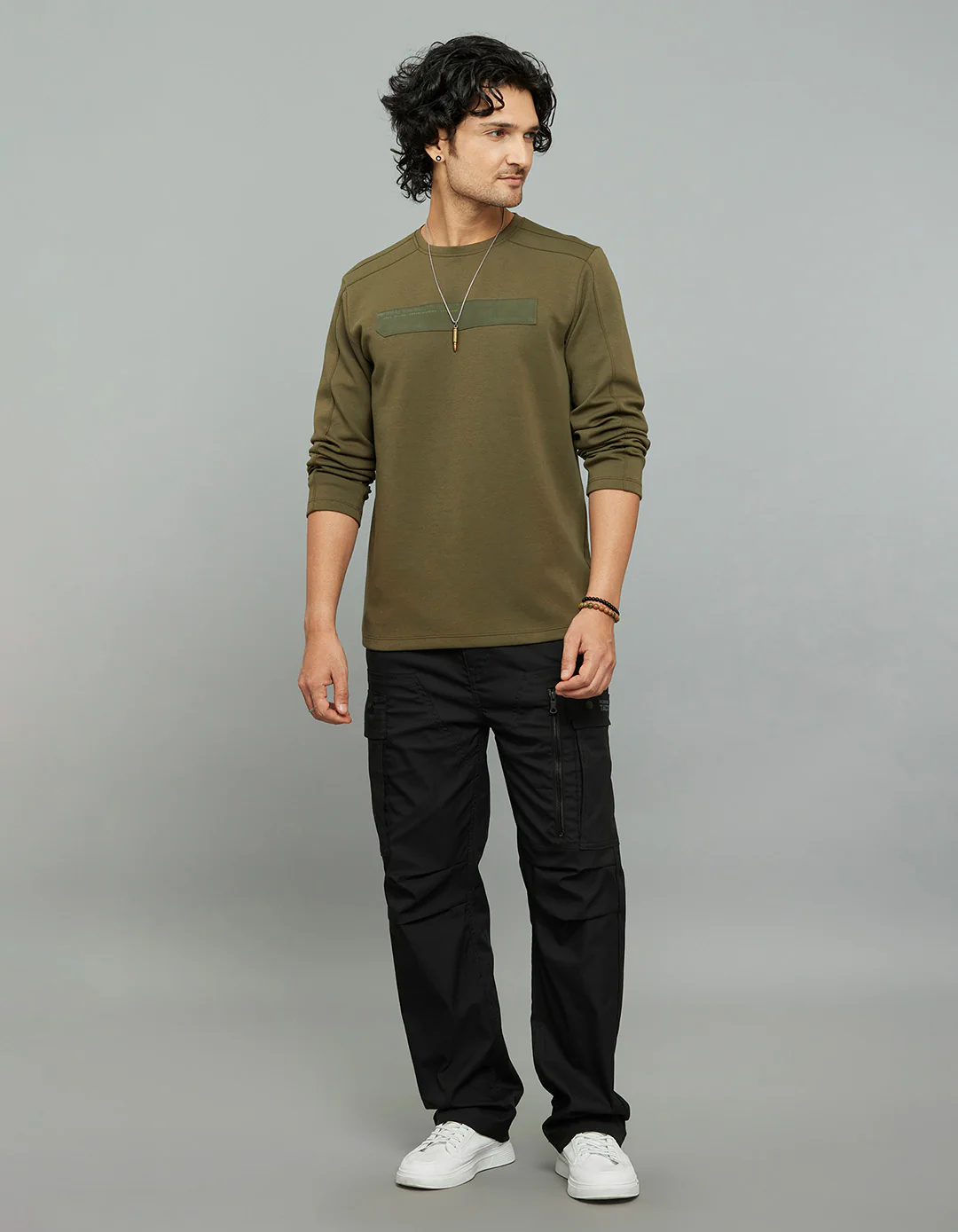 Olive Full Sleeves Round Neck Tee - Image 2