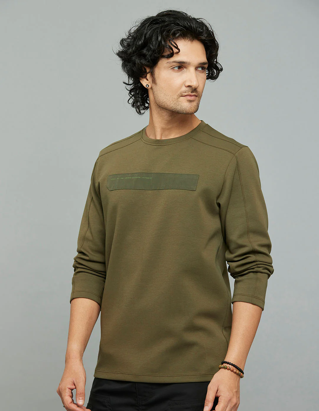 Olive Full Sleeves Round Neck Tee - Image 3