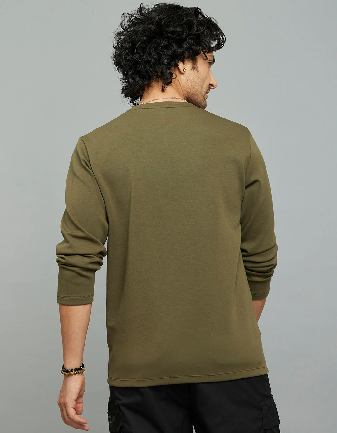 Olive Full Sleeves Round Neck Tee - Image 5