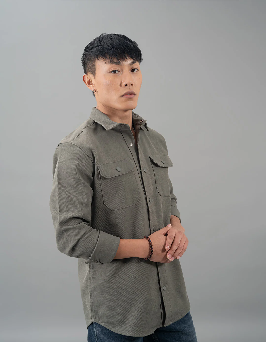 Olive Full Sleeves Knit Shacket - Image 4