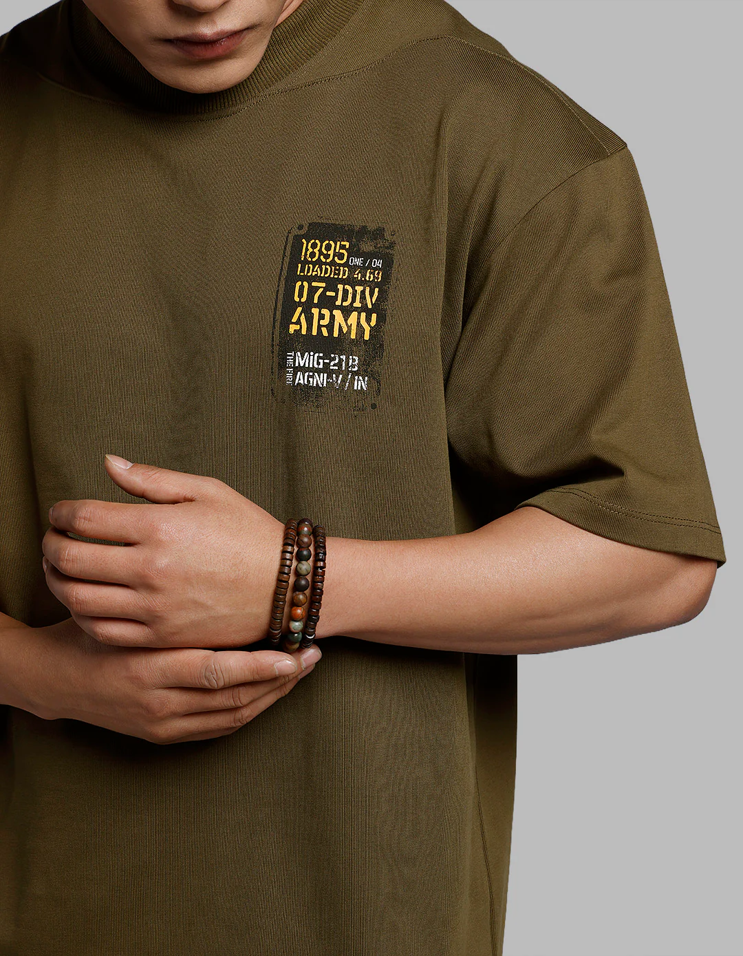 Olive Half Sleeves Oversize Tee - Image 7