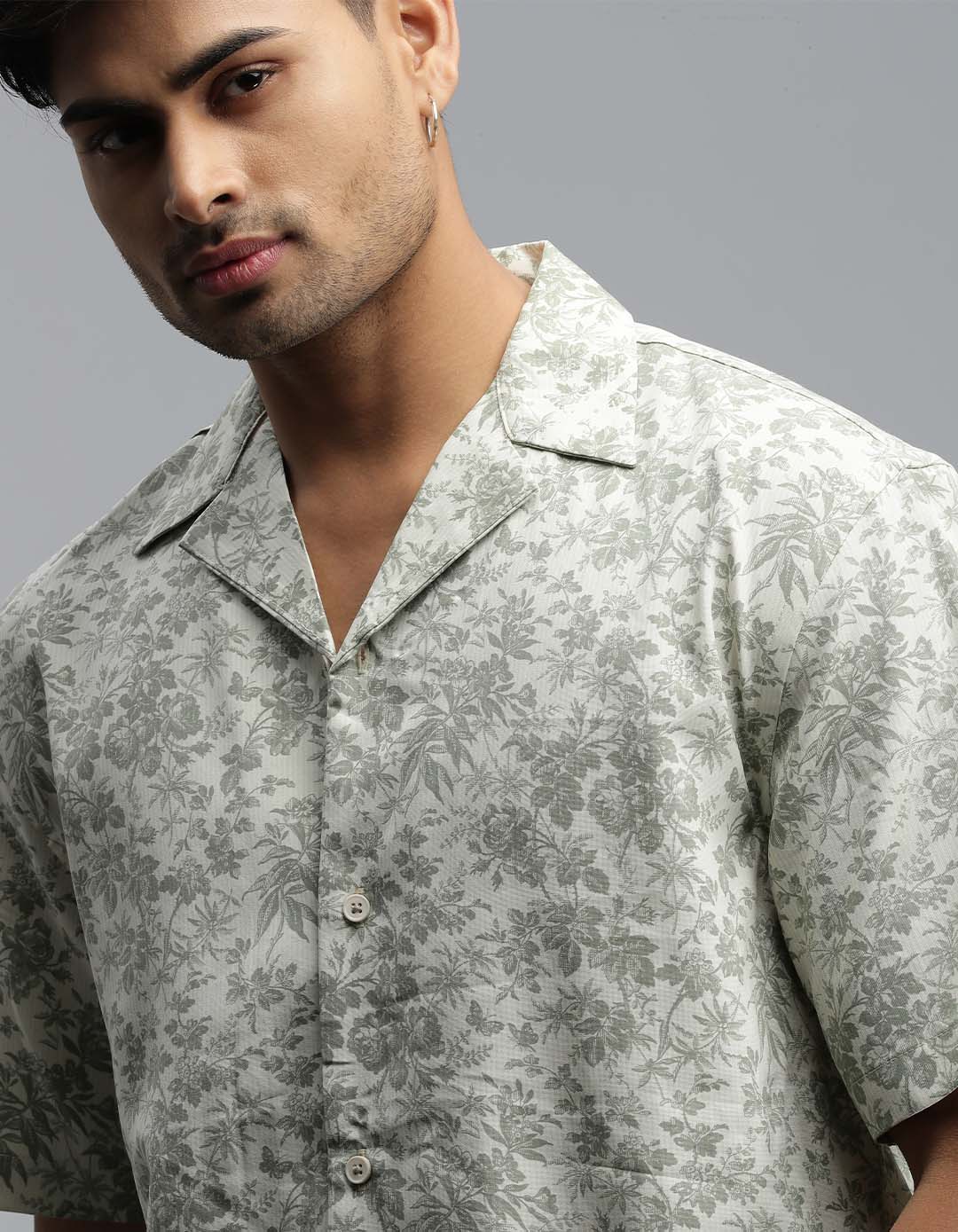 Olive Half Sleeves Printed Shirt - Image 5