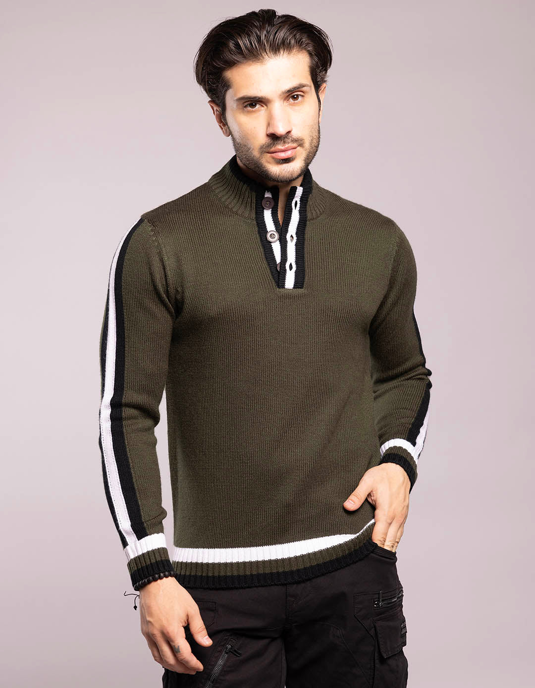 Olive High Neck Pullover Sweater