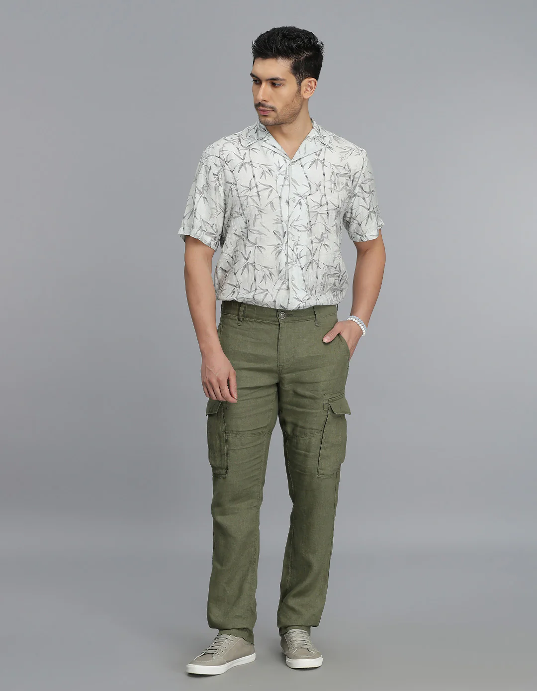 Olive 100% Linen Cargo Pant - Image 2