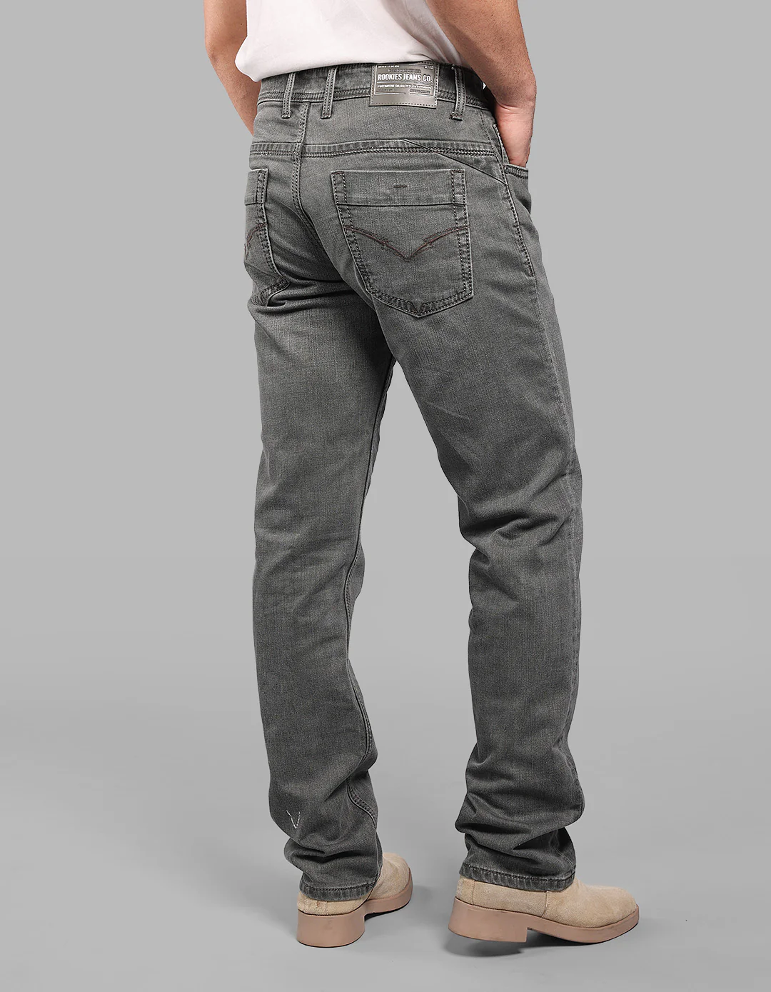 Olive Midrise, Comfort And Straight Fit Stretch Jeans - Image 5