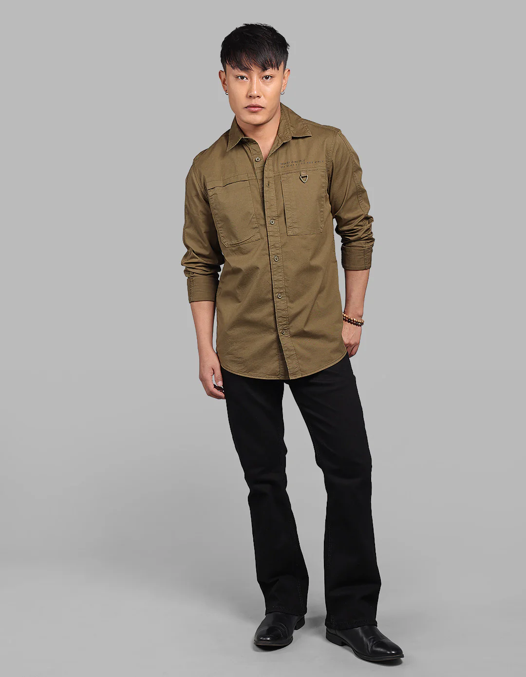 Olive Night Full Sleeve Stretch Cargo Shirt - Image 2