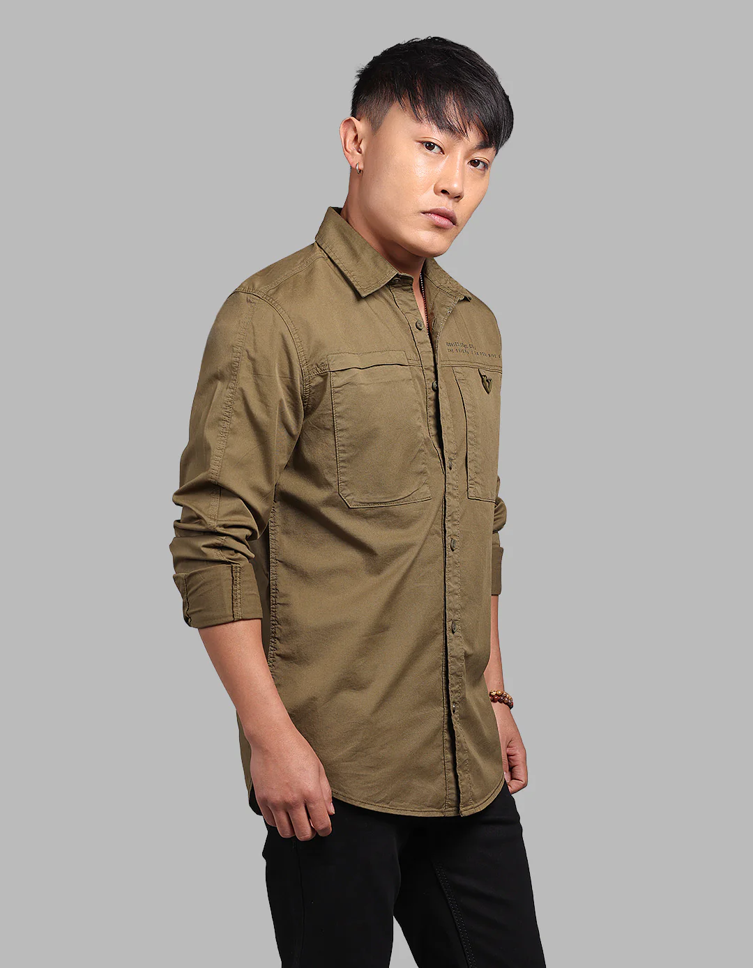 Olive Night Full Sleeve Stretch Cargo Shirt - Image 4