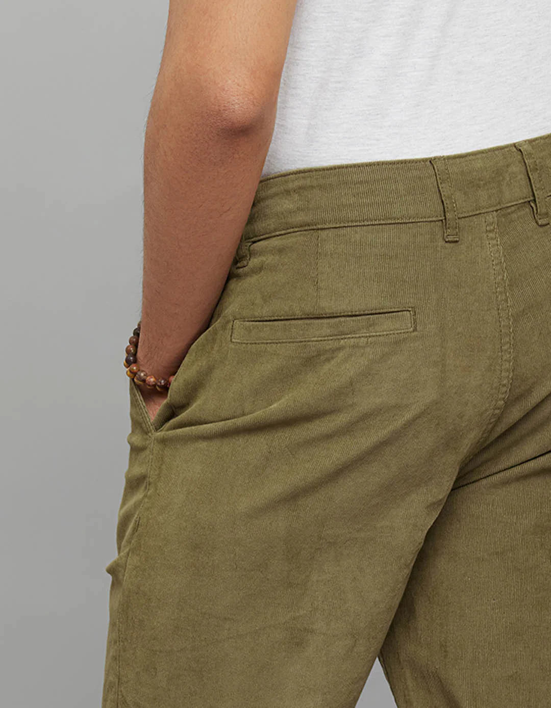 Olive Regular Straight Fit Corduroy Chino - Image 6