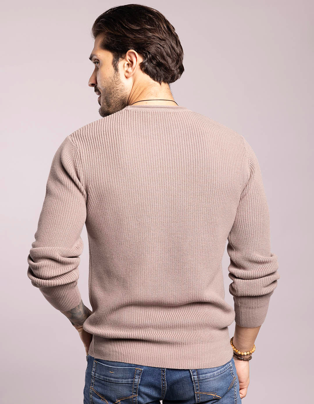 Olivish Khaki Round Neck Pullover Sweater - Image 5