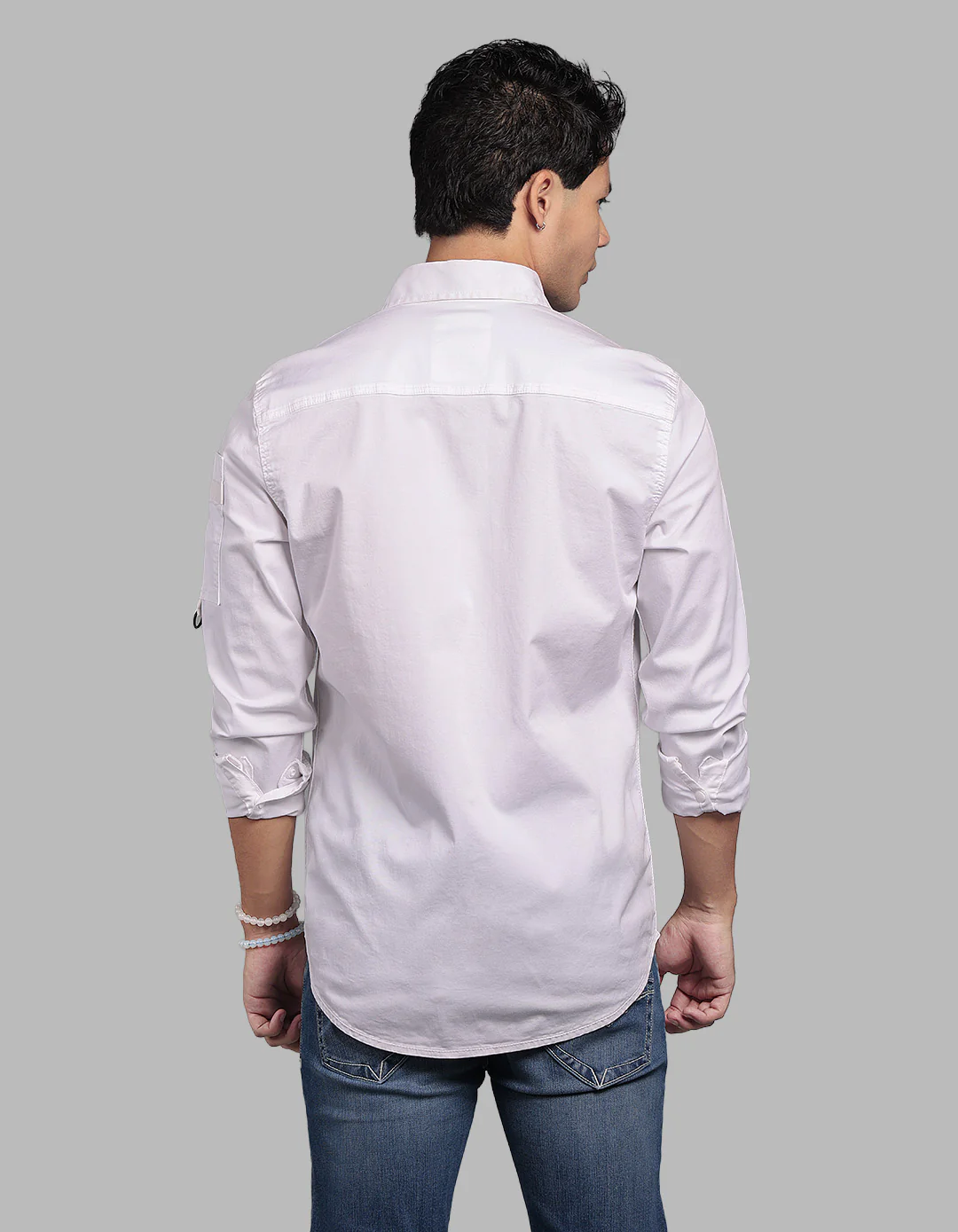 Optic White Full Sleeve Stretch Cargo Shirt - Image 5