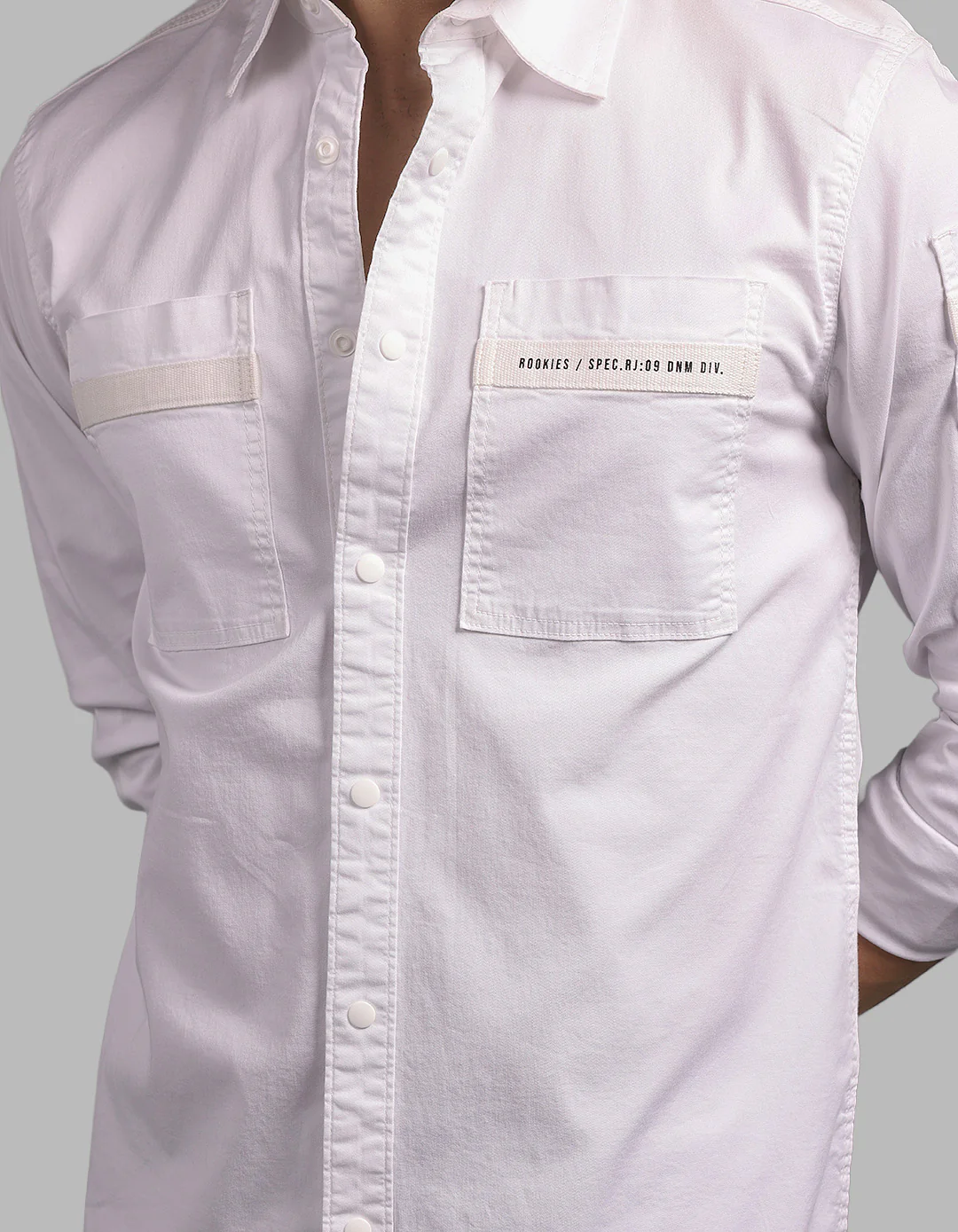 Optic White Full Sleeve Stretch Cargo Shirt - Image 6