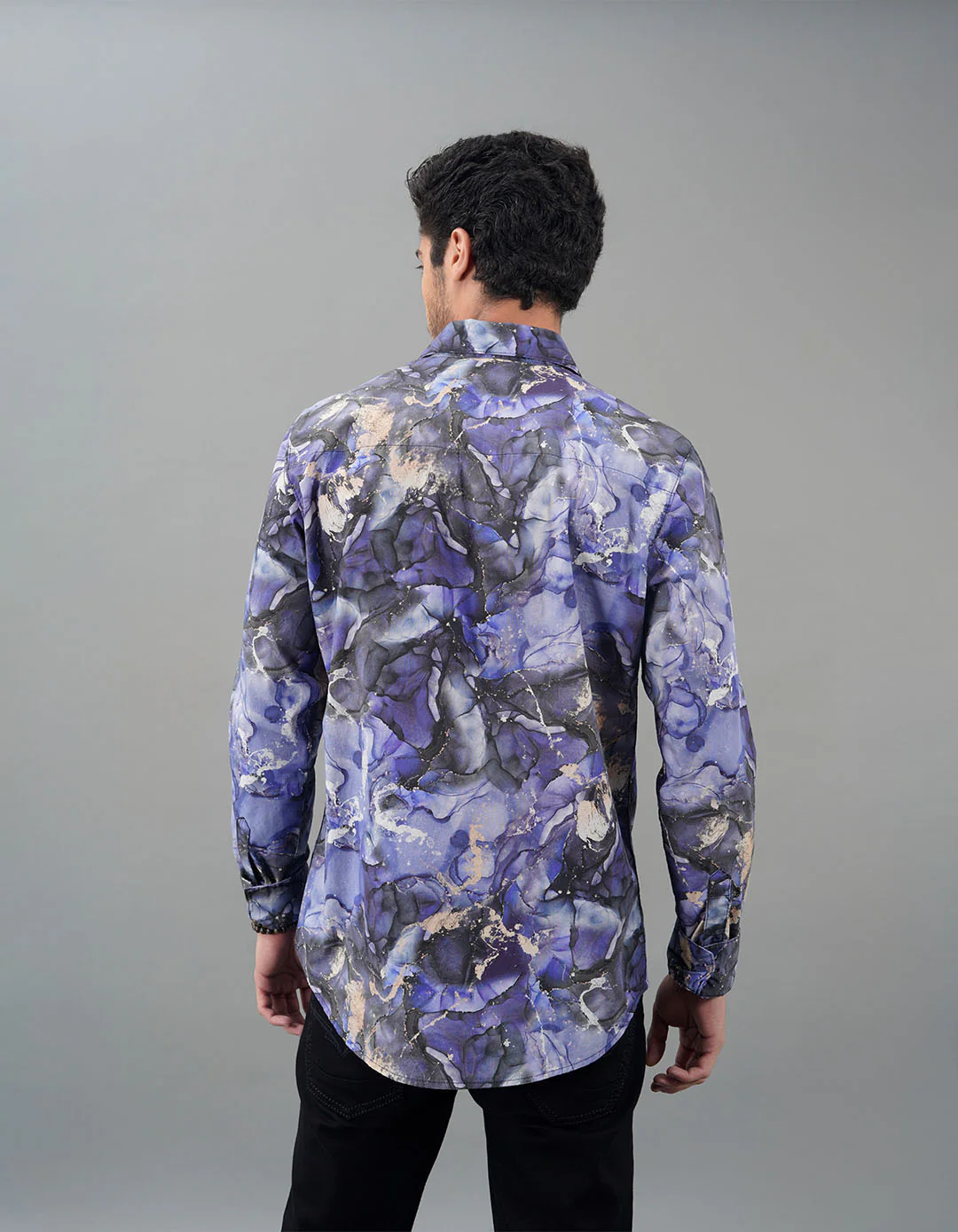 Orchid Blue Full Sleeves Printed Shirt - Image 5