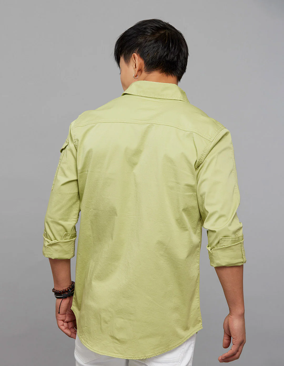 Parrot Green Full Sleeves Cargo Shirt - Image 4