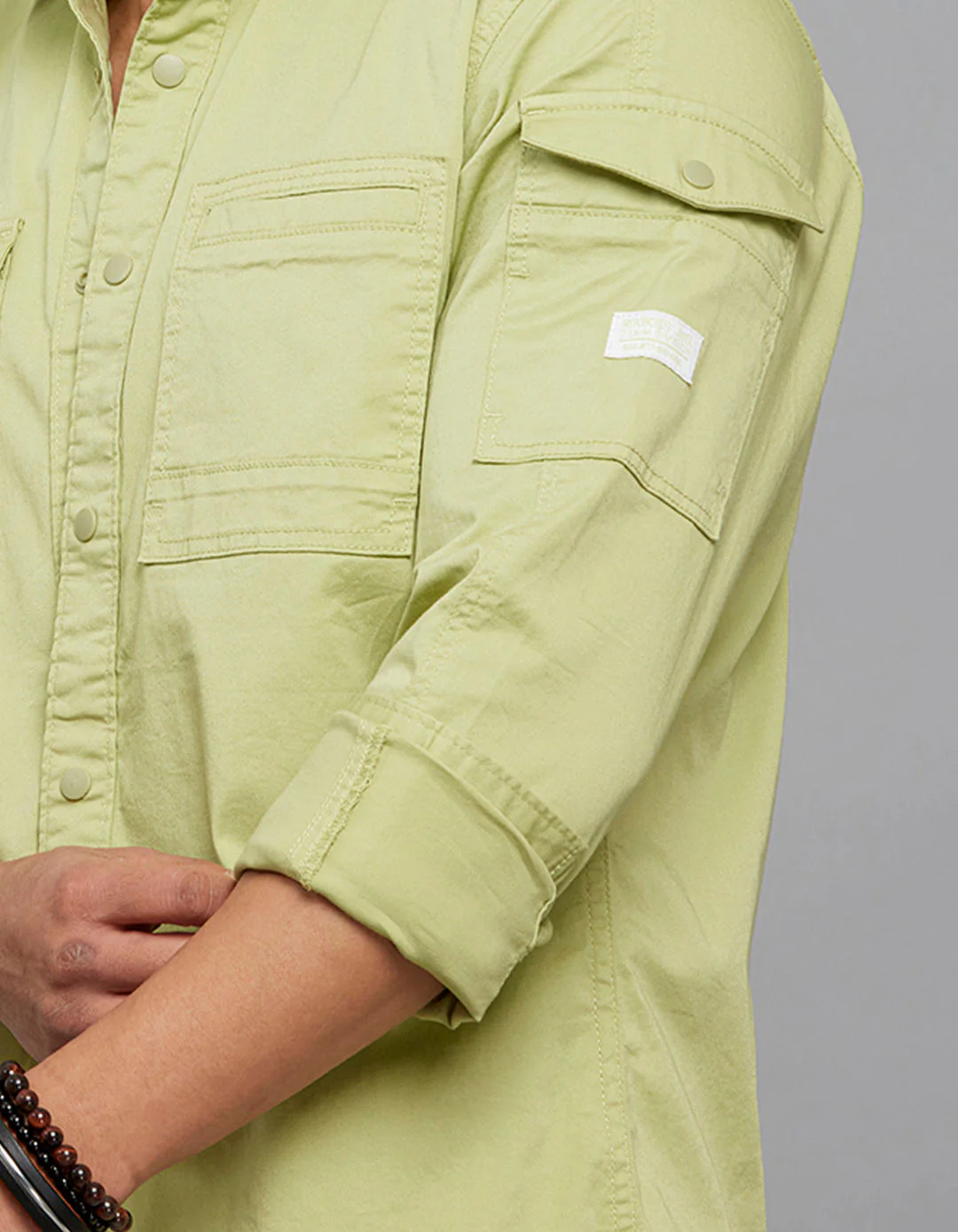Parrot Green Full Sleeves Cargo Shirt - Image 6