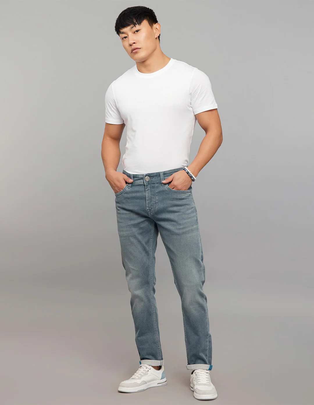 Petrol Low-Rise Tapered Ankle Length Knit Denim Jeans - Image 2