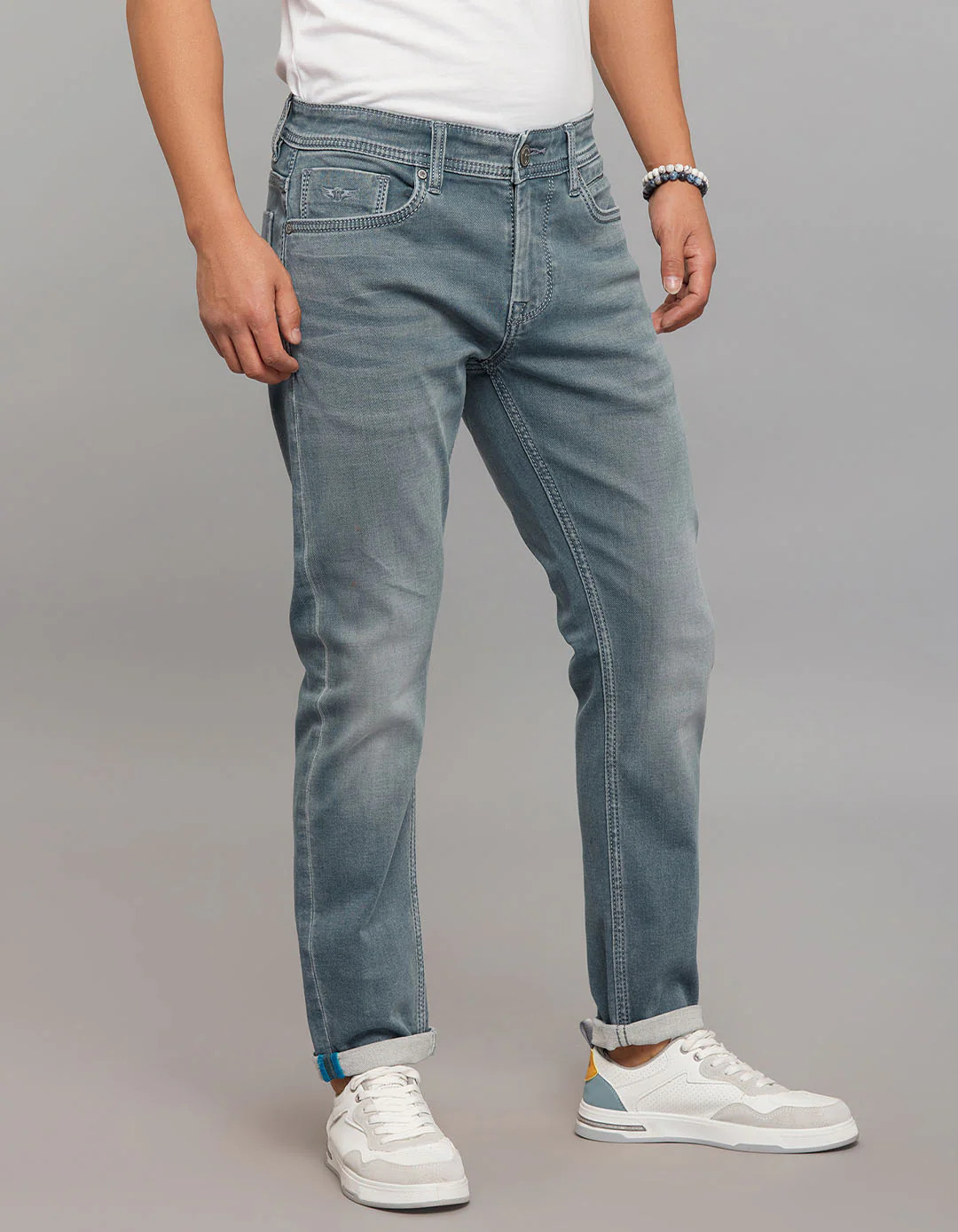 Petrol Low-Rise Tapered Ankle Length Knit Denim Jeans - Image 4