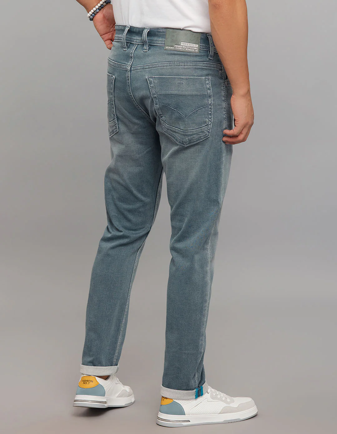 Petrol Low-Rise Tapered Ankle Length Knit Denim Jeans - Image 5