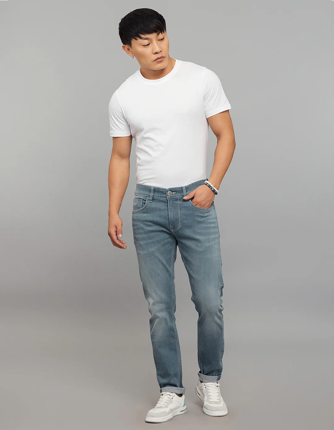 Petrol Low-Rise Tapered Ankle Length Stretch Jeans - Image 2