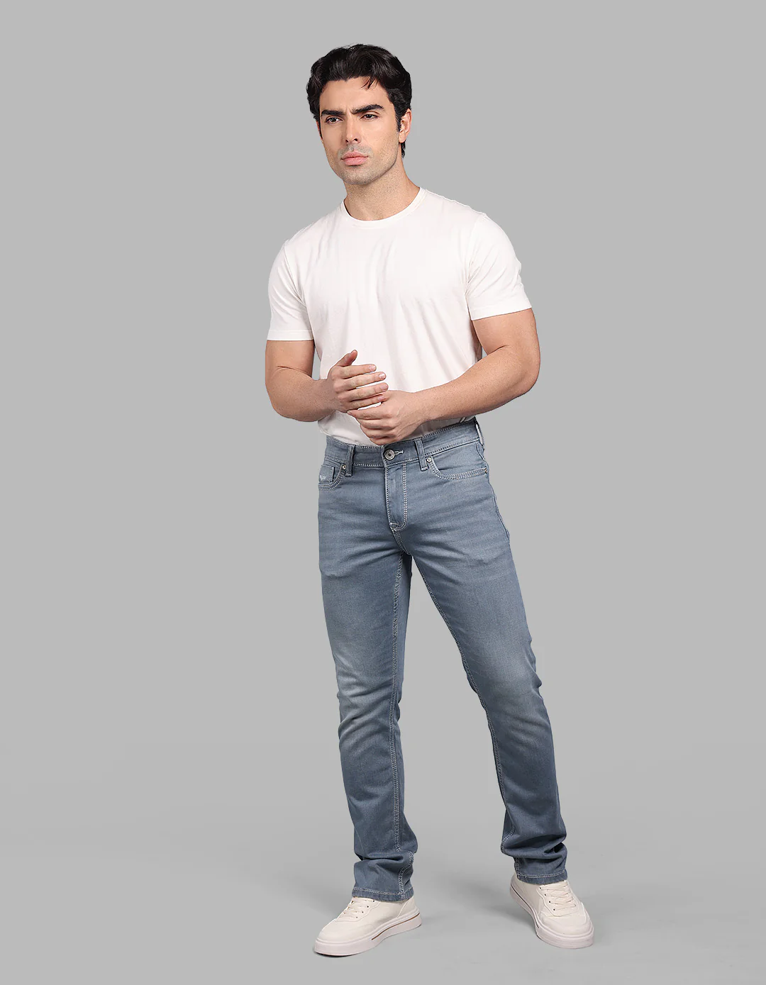 Petrol Mid-Rise Slim Straight Fit Stretch Jeans - Image 3