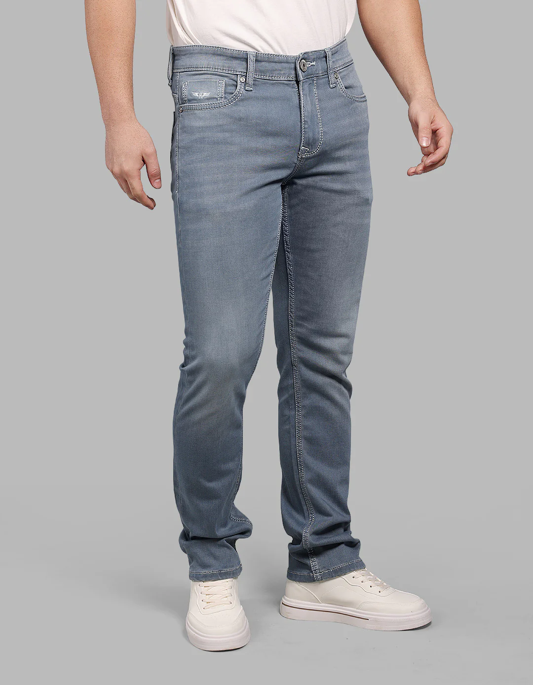 Petrol Mid-Rise Slim Straight Fit Stretch Jeans - Image 4