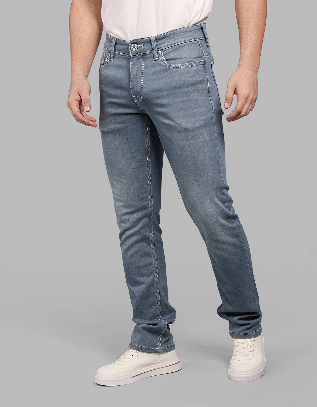 Petrol Mid-Rise Slim Straight Fit Stretch Jeans - Image 5