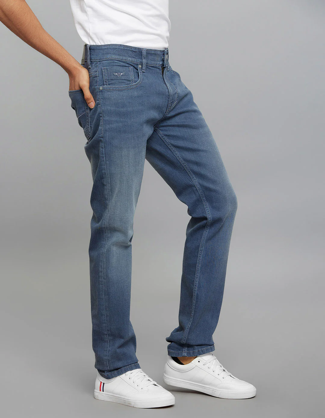 Petrol Mid-Rise Slim Straight Fit Stretch Jeans - Image 3