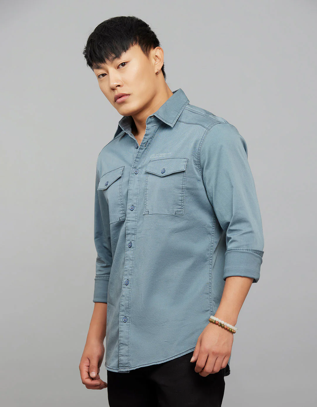 Petrol Full Sleeves Cargo Shirt - Image 3