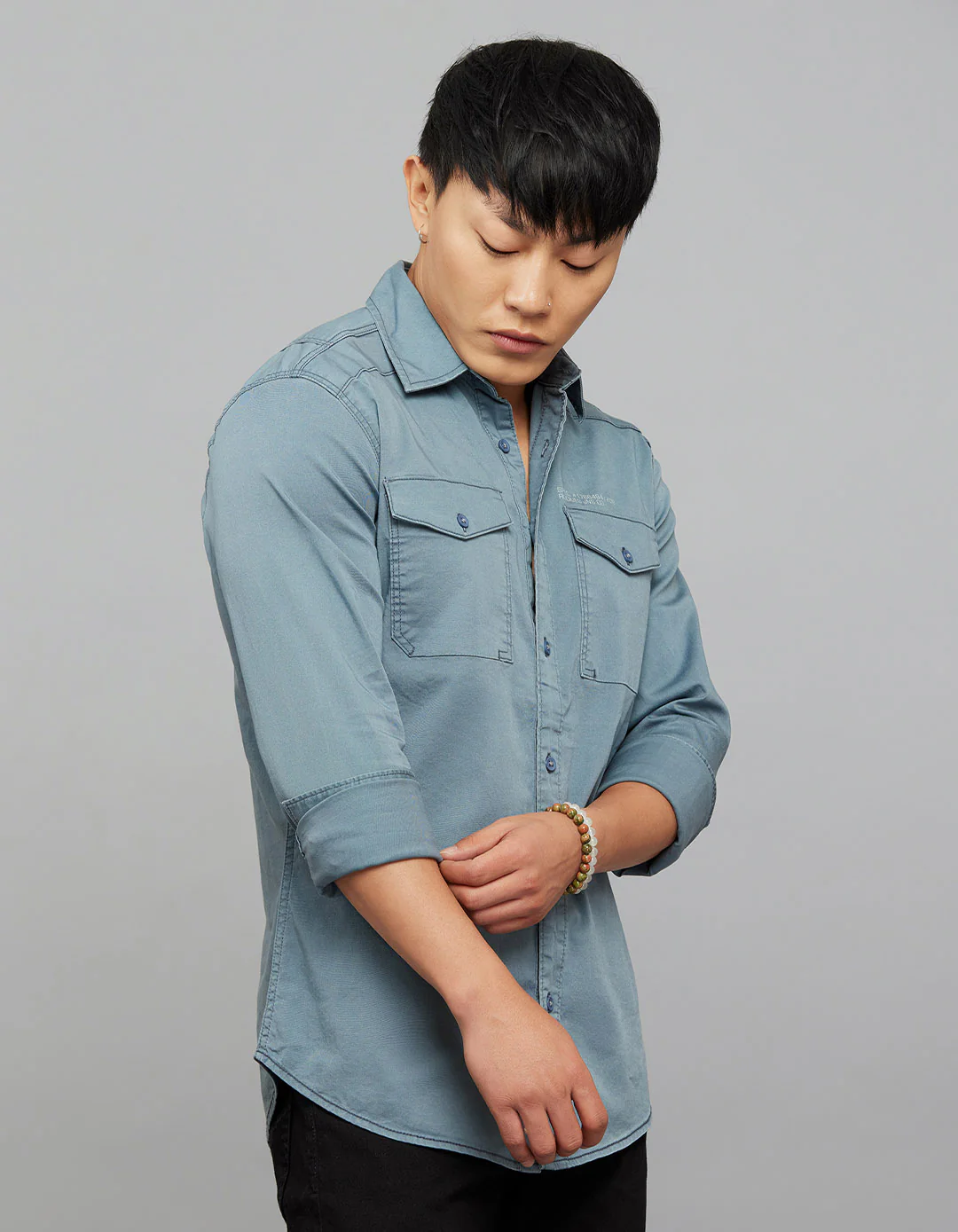 Petrol Full Sleeves Cargo Shirt - Image 4