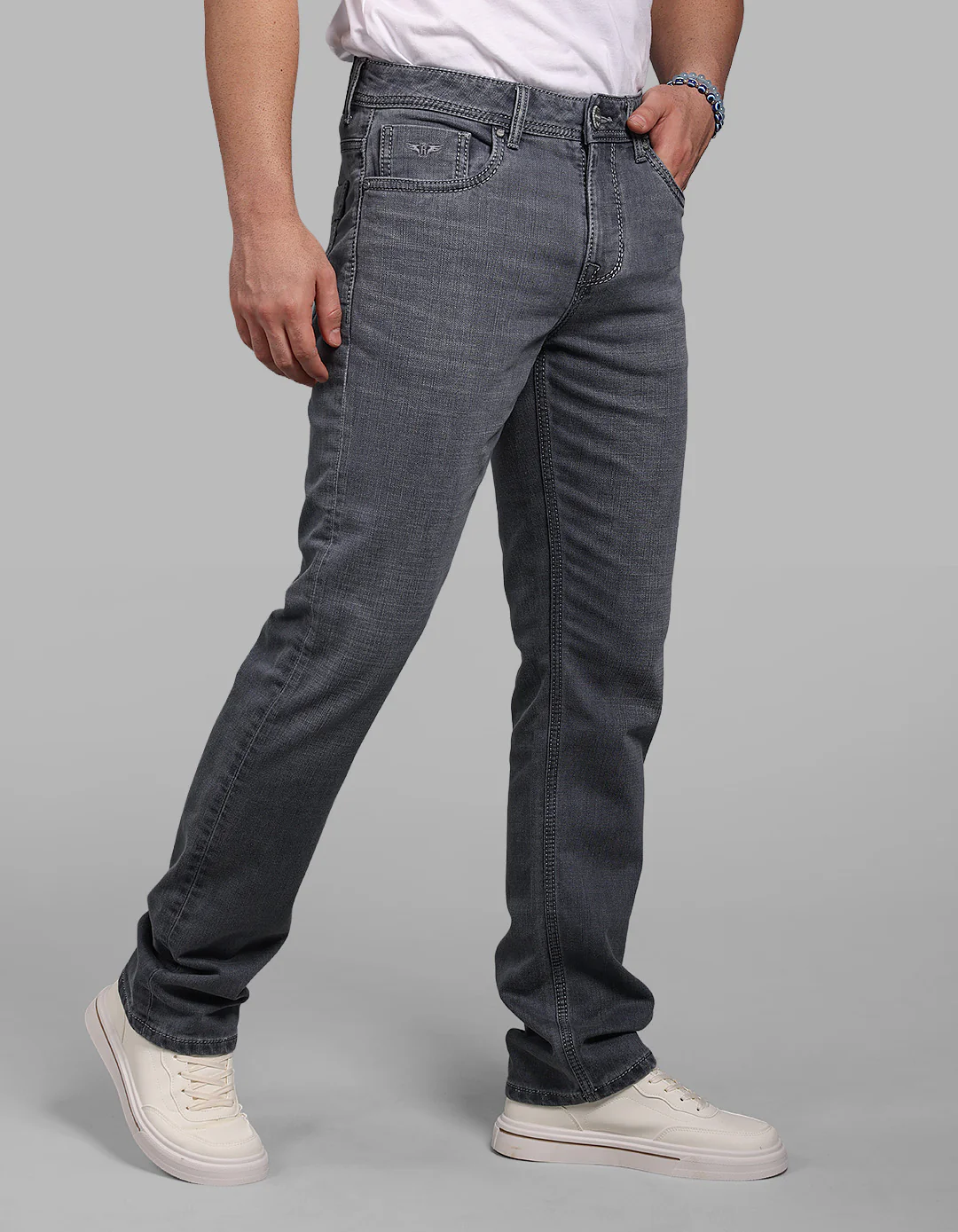 Petrol Midrise, Comfort And Straight Crop Length Stretch Jeans - Image 3