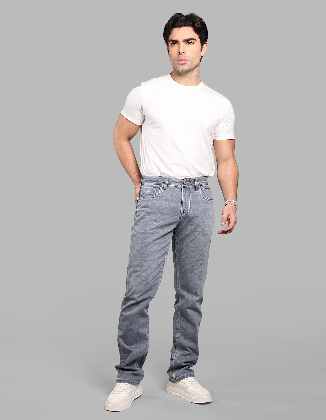 Petrol Midrise, Comfort And Straight Crop Length Stretch Jeans - Image 2