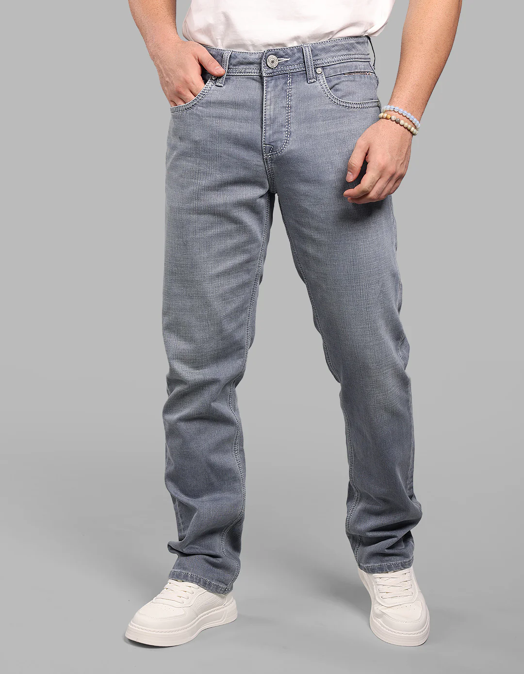 Petrol Midrise, Comfort And Straight Crop Length Stretch Jeans - Image 4