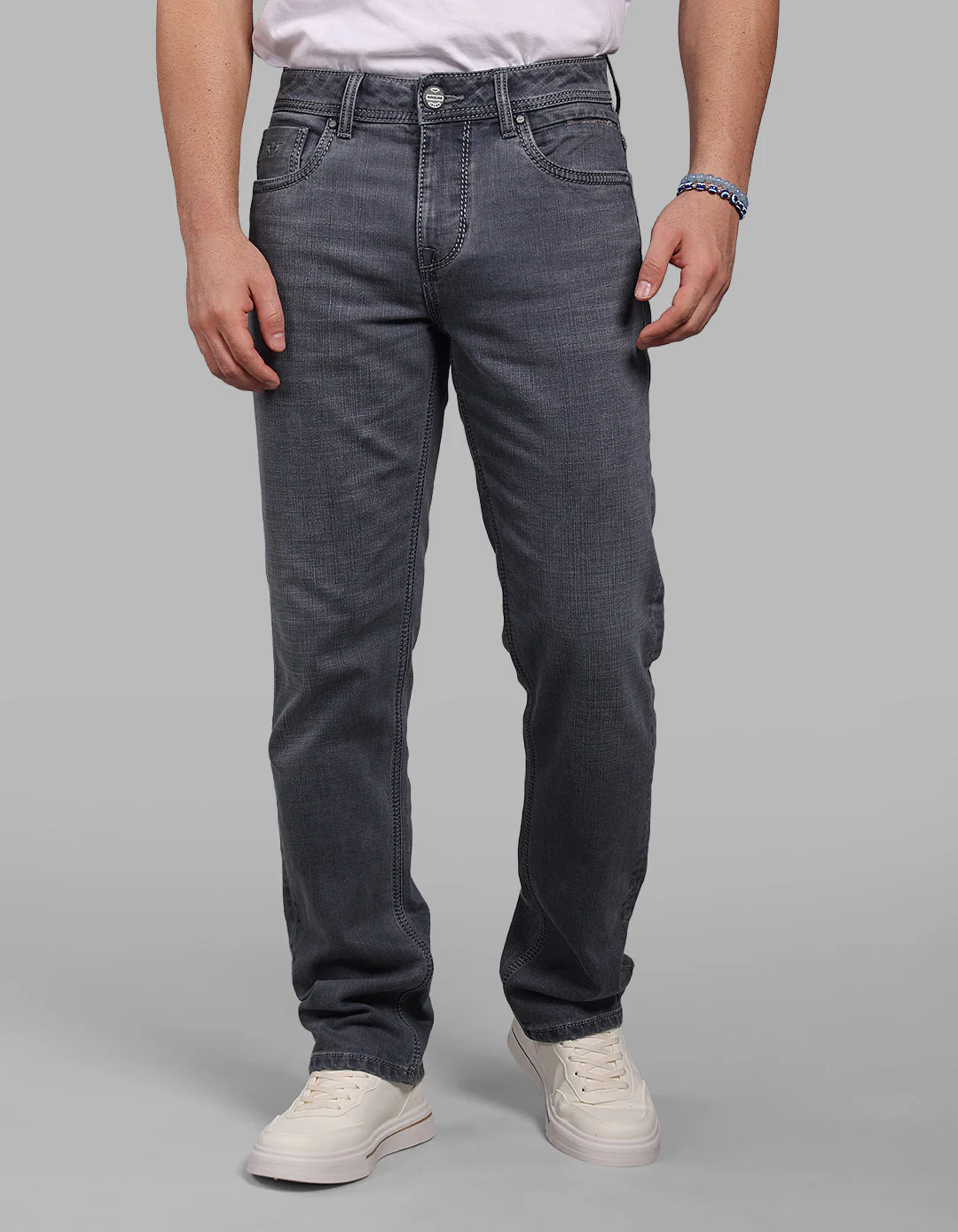 Petrol Midrise, Comfort And Straight Fit Stretch Jeans