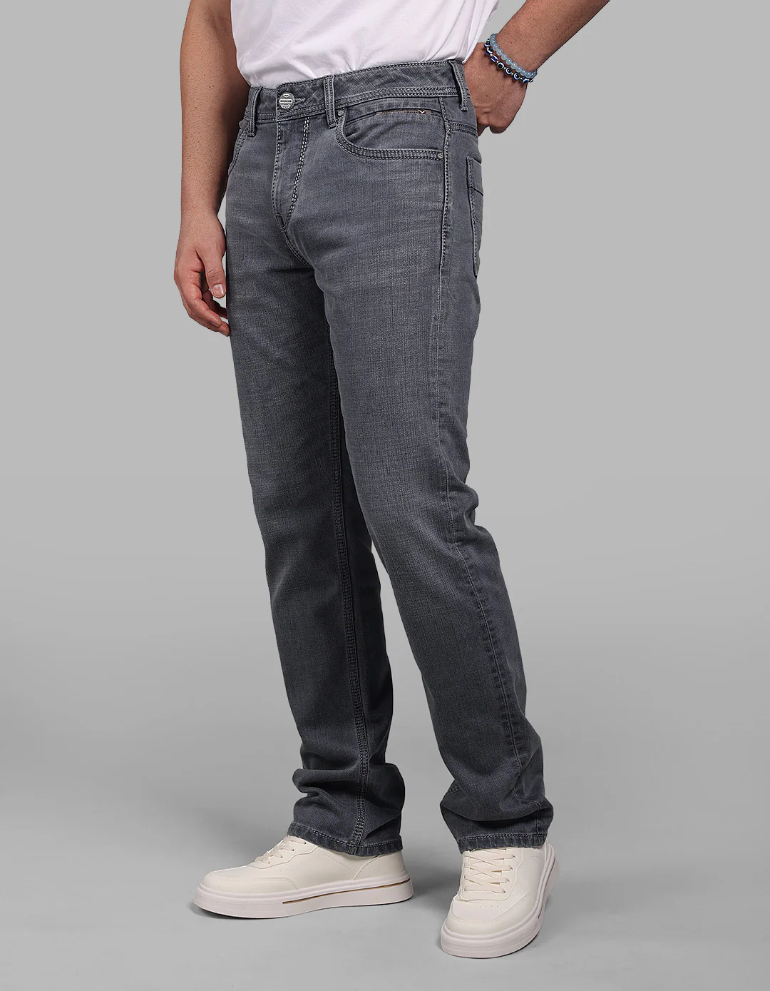 Petrol Midrise, Comfort And Straight Fit Stretch Jeans - Image 5