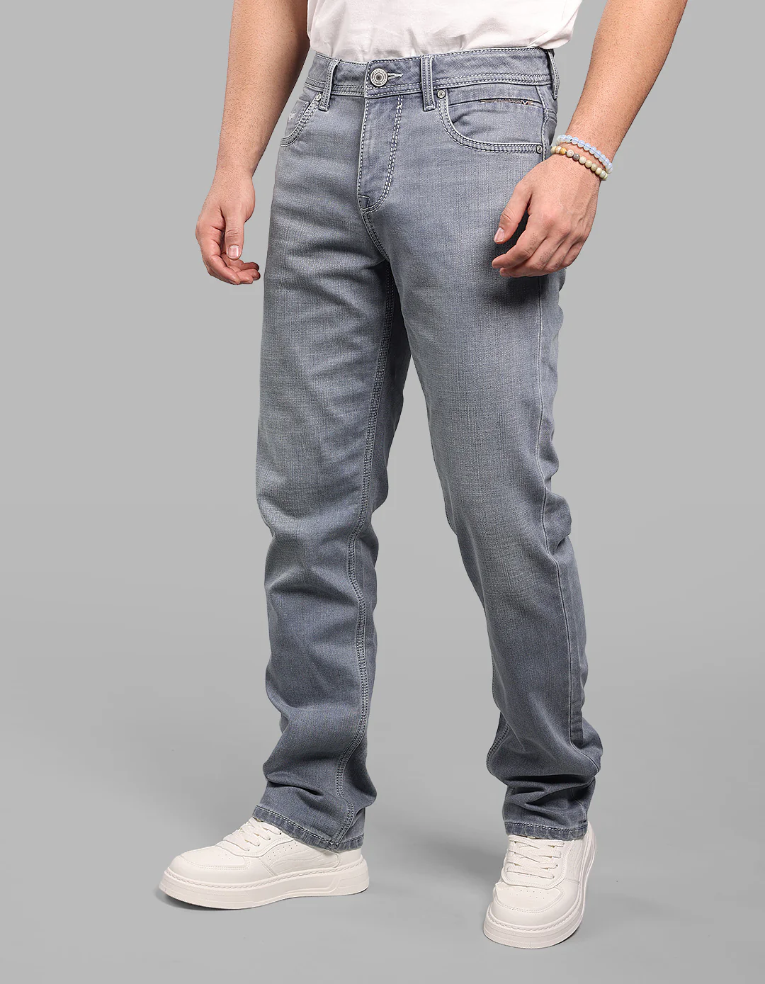 Petrol Midrise, Comfort And Straight Fit Stretch Jeans - Image 4