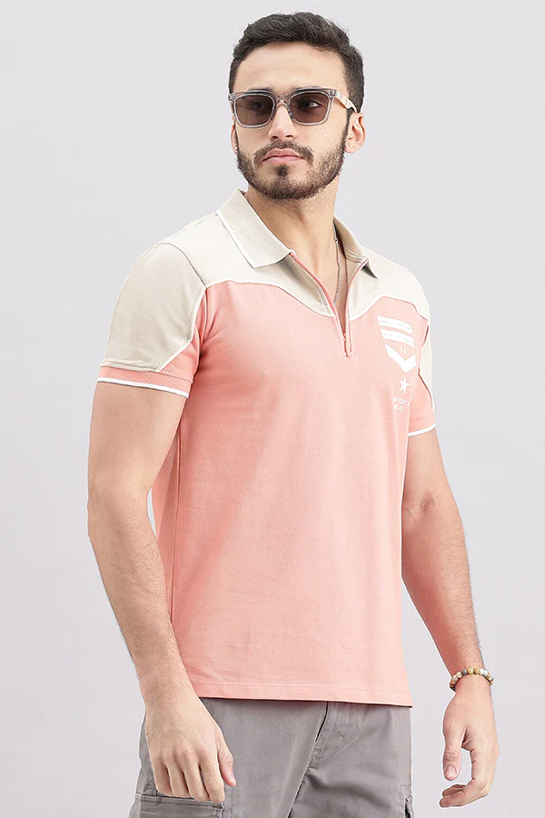 Pink Half Sleeve Pique Polo Tee - Image 3