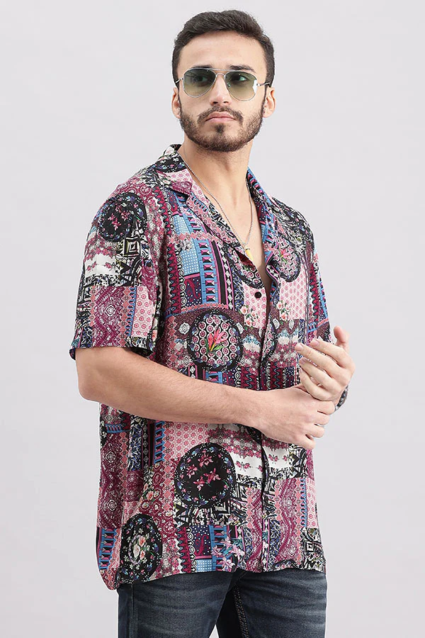 Pink Half Sleeve Printed Shirt - Image 3