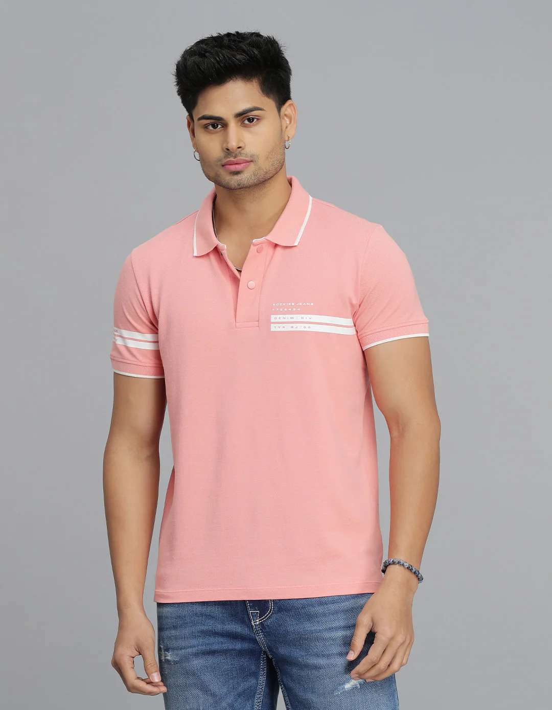 Pink Half Sleeves Pique Polo Tee
