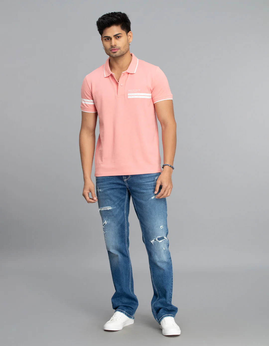 Pink Half Sleeves Pique Polo Tee - Image 2