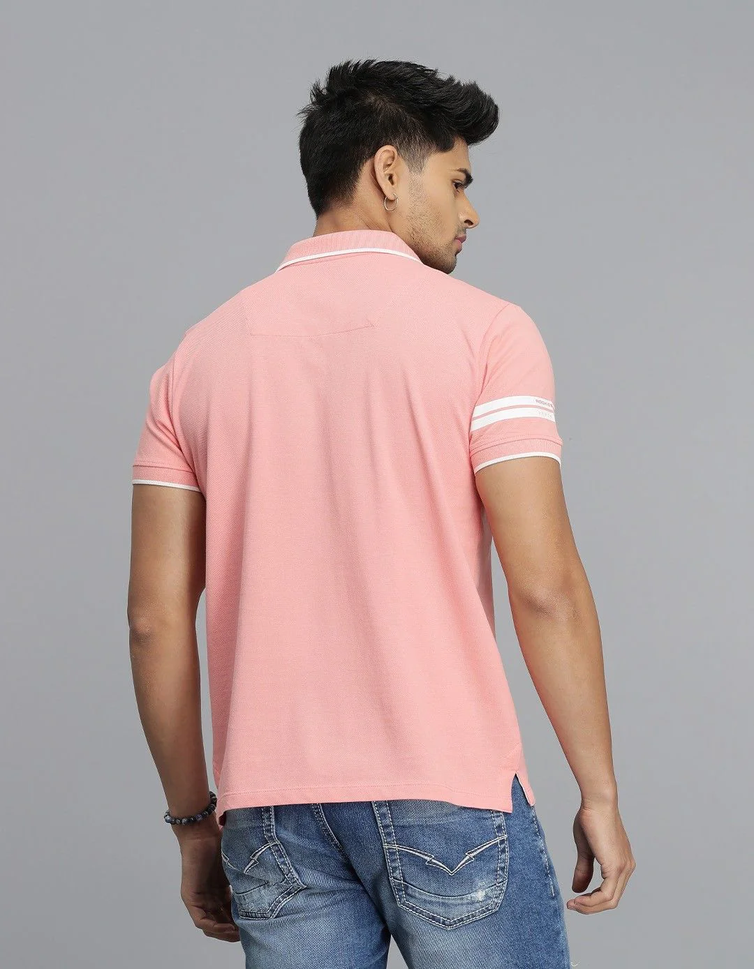 Pink Half Sleeves Pique Polo Tee - Image 4