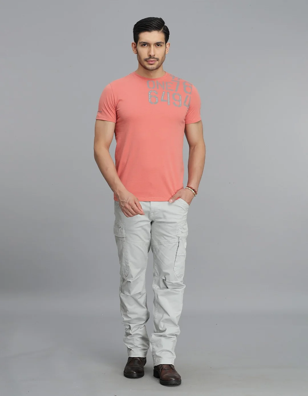 Pink Half Sleeves Round Neck Tee - Image 2
