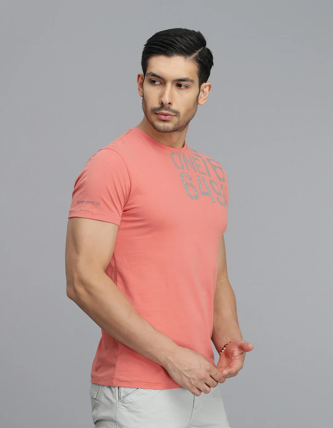 Pink Half Sleeves Round Neck Tee - Image 4
