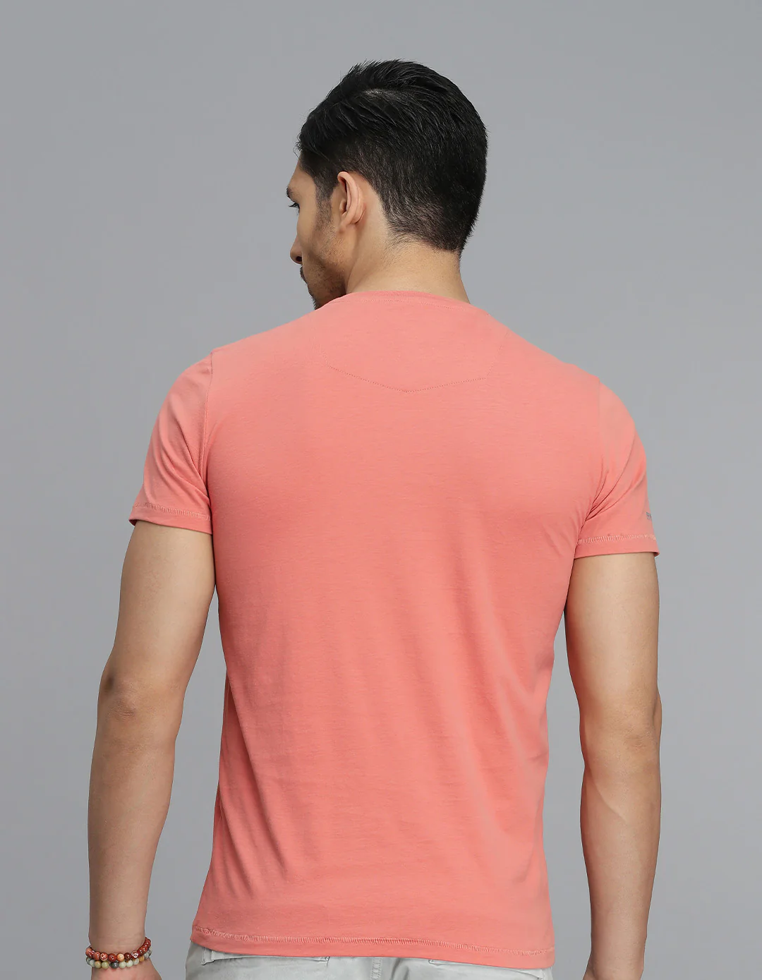 Pink Half Sleeves Round Neck Tee - Image 5