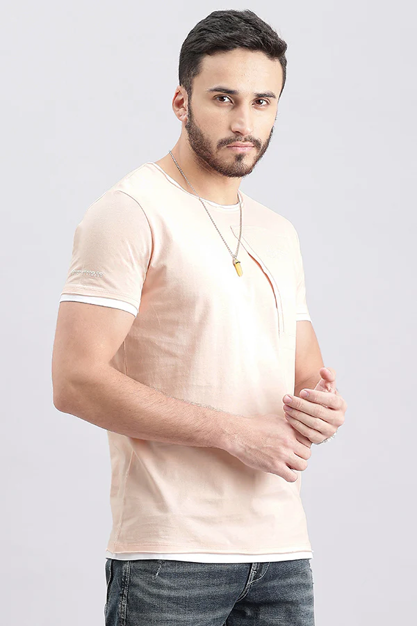 Pink Rose Half Sleeve Round Neck Tee - Image 3