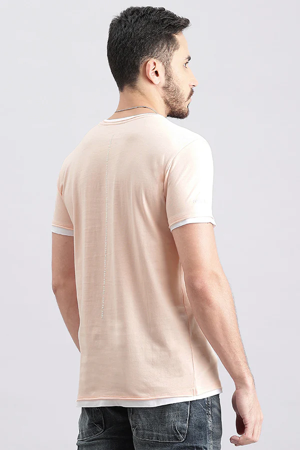 Pink Rose Half Sleeve Round Neck Tee - Image 4