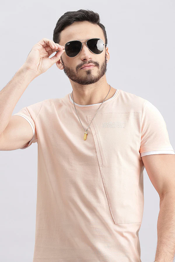 Pink Rose Half Sleeve Round Neck Tee - Image 6