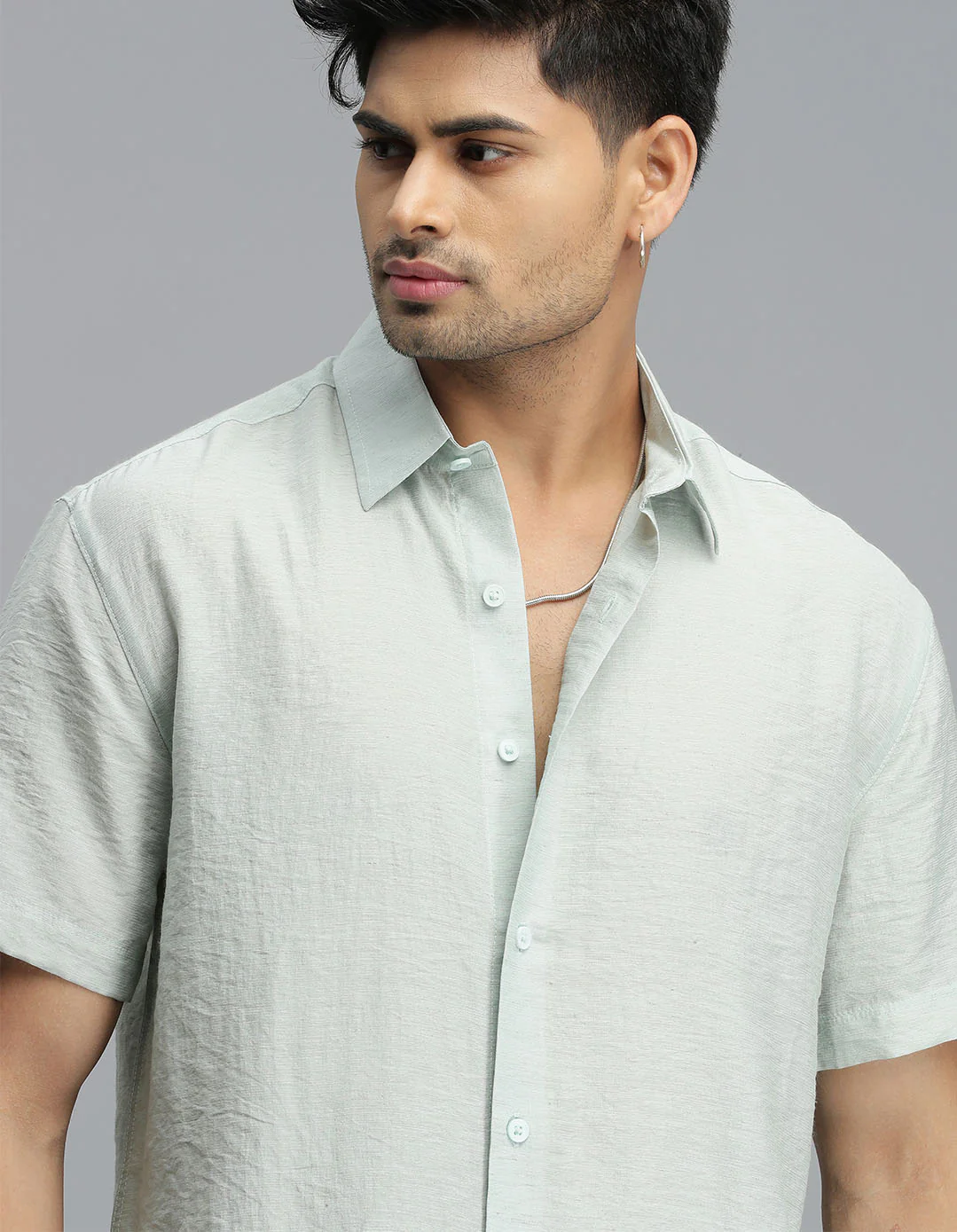 Pista Green Half Sleeves Solid Shirt - Image 6