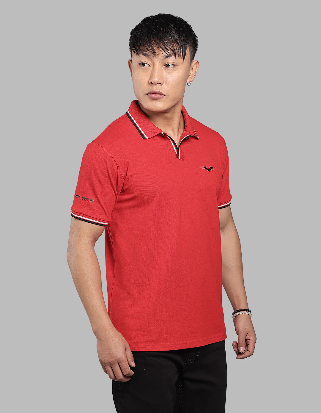 Red Half Sleeve Pique Polo Tee - Image 3