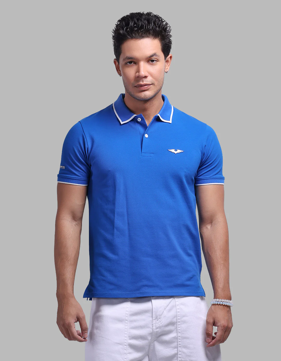 Royal Blue Half Sleeve Pique Polo Tee - Image 2