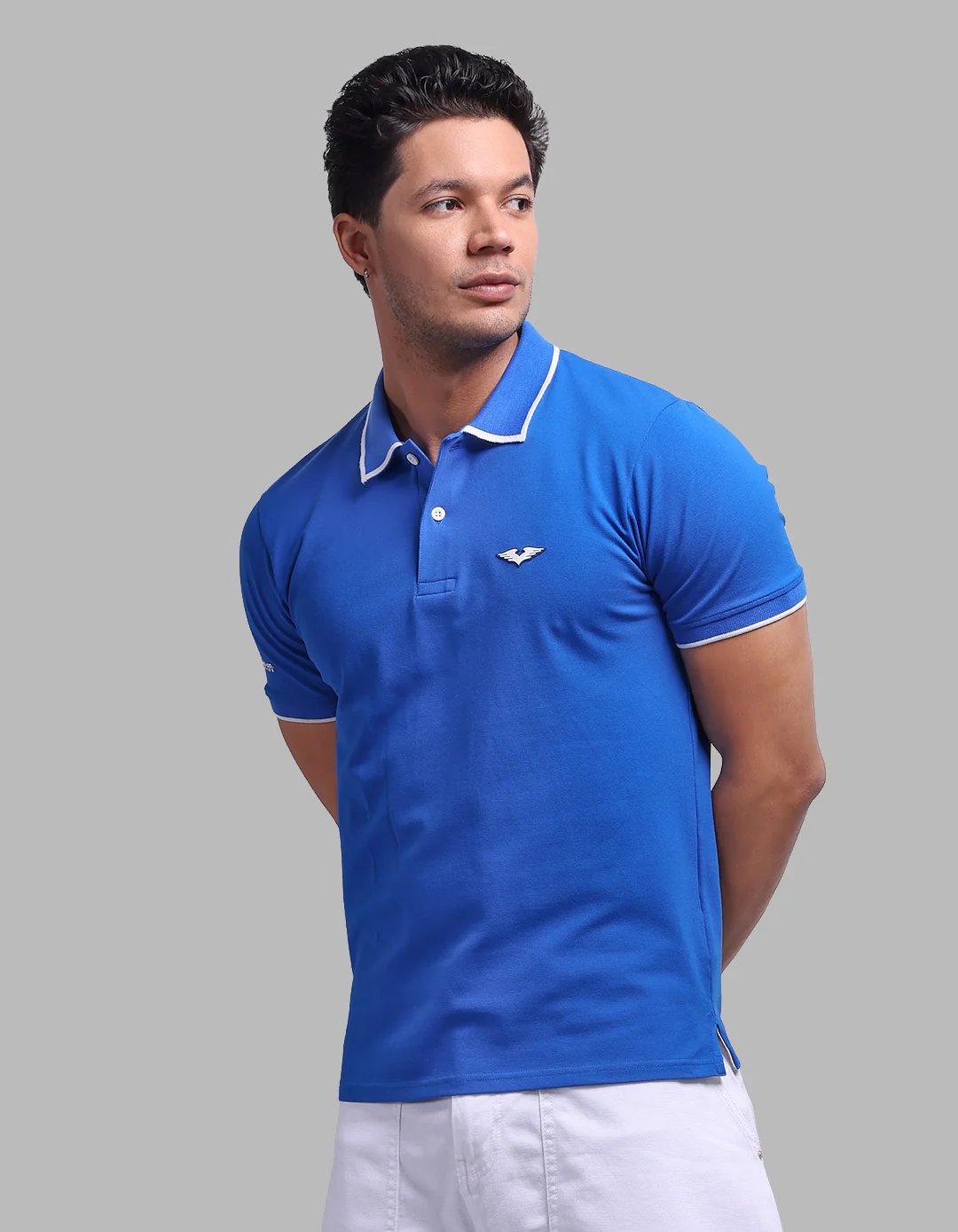 Royal Blue Half Sleeve Pique Polo Tee - Image 4