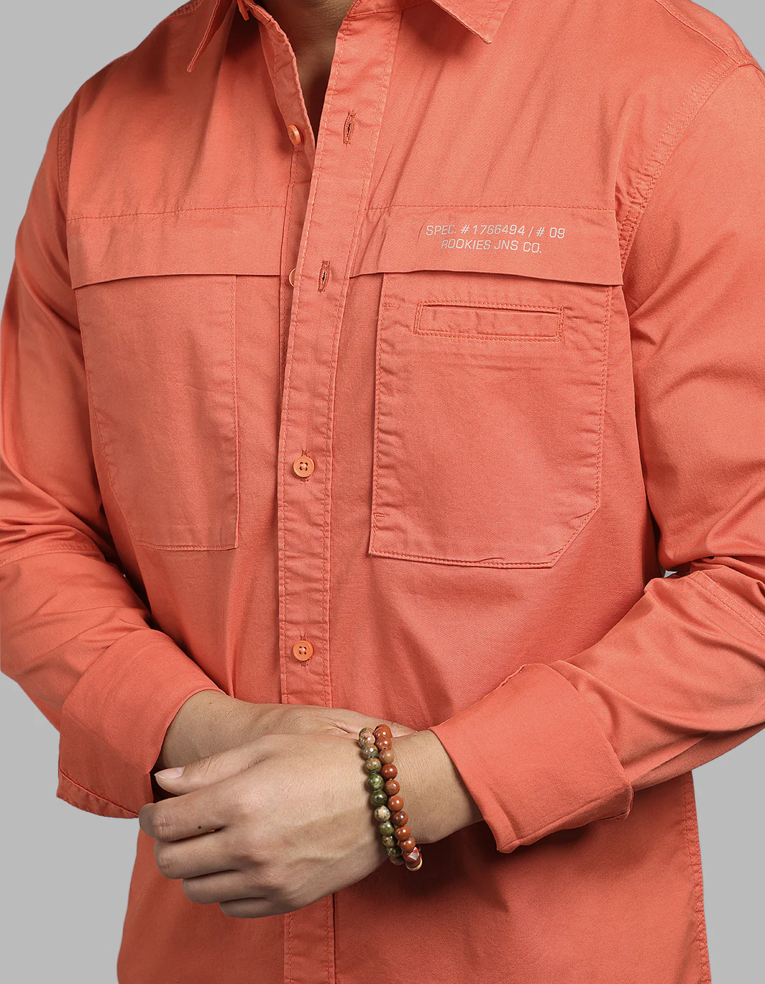 Rust Brown Full Sleeve Stretch Cargo Shirt - Image 6